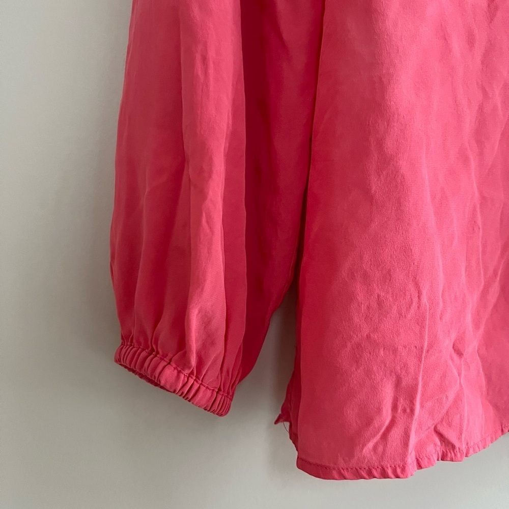 Lilly Pulitzer Elsa 100% Silk Long Sleeved Blouse Top in Parigi Pink, size M - Picture 6 of 10